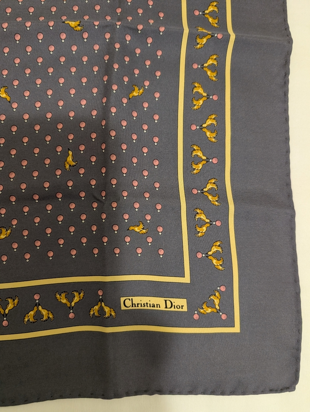 Christian Dior Silk Navy Floral Scarf - Picture 4 of 8